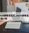 excel表格怎么打_excel表格怎么打到一页