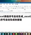 excel表格序号自动生成_excel表格序号自动生成快捷键