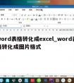 word表格转化成excel_word表格转化成图片格式