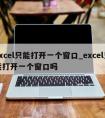 excel只能打开一个窗口_excel只能打开一个窗口吗