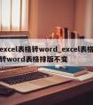 excel表格转word_excel表格转word表格排版不变