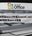 如何在word中插入excel_excel如何转为word文档