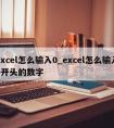 excel怎么输入0_excel怎么输入0开头的数字