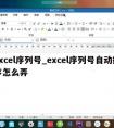 excel序列号_excel序列号自动排序怎么弄