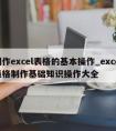 制作excel表格的基本操作_excel表格制作基础知识操作大全