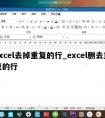 excel去掉重复的行_excel删去重复的行