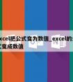 excel把公式变为数值_excel的公式变成数值