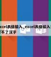 excel表格输入_excel表格输入法打不了汉字