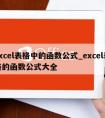 excel表格中的函数公式_excel表格的函数公式大全