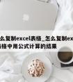 怎么复制excel表格_怎么复制excel表格中用公式计算的结果