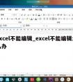excel不能编辑_excel不能编辑怎么办