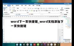 word下一页快捷键_word文档添加下一页快捷键