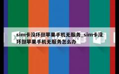 sim卡没坏但苹果手机无服务_sim卡没坏但苹果手机无服务怎么办