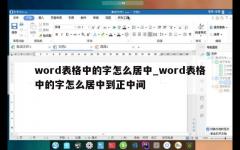 word表格中的字怎么居中_word表格中的字怎么居中到正中间