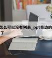 ppt怎么可以没有列表_ppt旁边的列表没有了