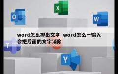 word怎么排出文字_word怎么一输入会把后面的文字消除