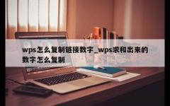 wps怎么复制链接数字_wps求和出来的数字怎么复制