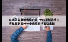 wps怎么复制表格内容_wps复制表格内容粘贴到另外一个表后想把表格去掉