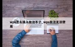 wps怎么插入批注不了_wps批注无法使用