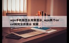 wps手机版怎么双屏显示_wps两个excel如何分开显示 双屏