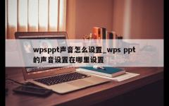 wpsppt声音怎么设置_wps ppt的声音设置在哪里设置