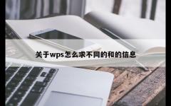 关于wps怎么求不同的和的信息