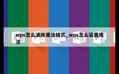 wps怎么清除乘法格式_wps怎么设置除法