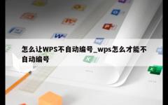 怎么让WPS不自动编号_wps怎么才能不自动编号