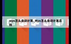 wps怎么自动计算_Wps怎么自动计算总和