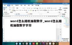 word怎么随机抽取数字_word怎么随机抽取数字字符