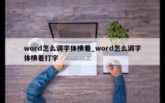 word怎么调字体横着_word怎么调字体横着打字