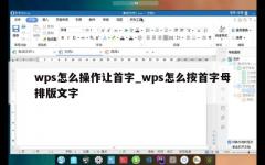 wps怎么操作让首字_wps怎么按首字母排版文字