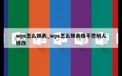 wps怎么锁表_wps怎么锁表格不然别人修改