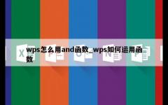 wps怎么用and函数_wps如何运用函数