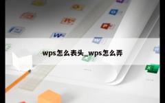 wps怎么表头_wps怎么弄