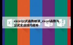 excel公式函数精讲_excel函数与公式实战技巧精粹