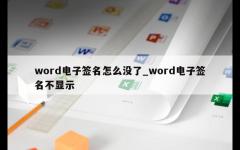 word电子签名怎么没了_word电子签名不显示