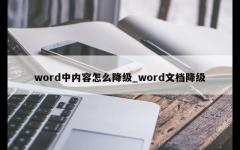 word中内容怎么降级_word文档降级