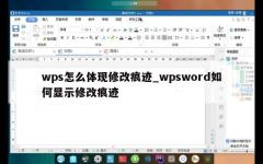 wps怎么体现修改痕迹_wpsword如何显示修改痕迹