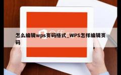 怎么编辑wps页码格式_WPS怎样编辑页码