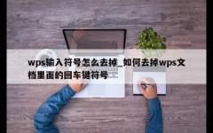 wps输入符号怎么去掉_如何去掉wps文档里面的回车键符号